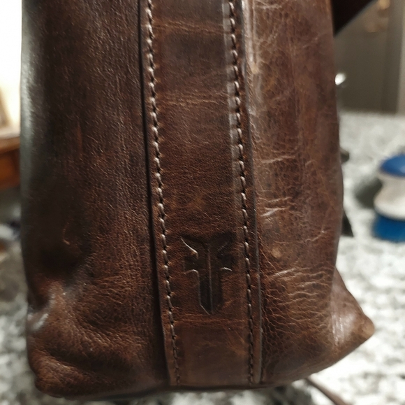 Frye Briefcase With Long Strap - Worn/distressed leather style - Dark Brown - Picture 11 of 17